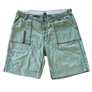 Polo Ralph Lauren Mens Military Green Cargo Shorts Button Fly Cotton Size 35